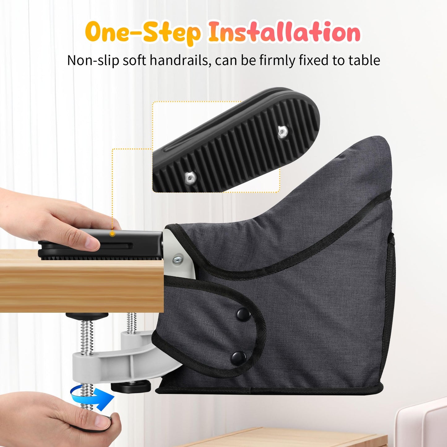 Toogel Hook On High Chair With Removable Dining Tray,Folding Portable Clip On Table High Chair,Baby Chair With Storage Bag For I