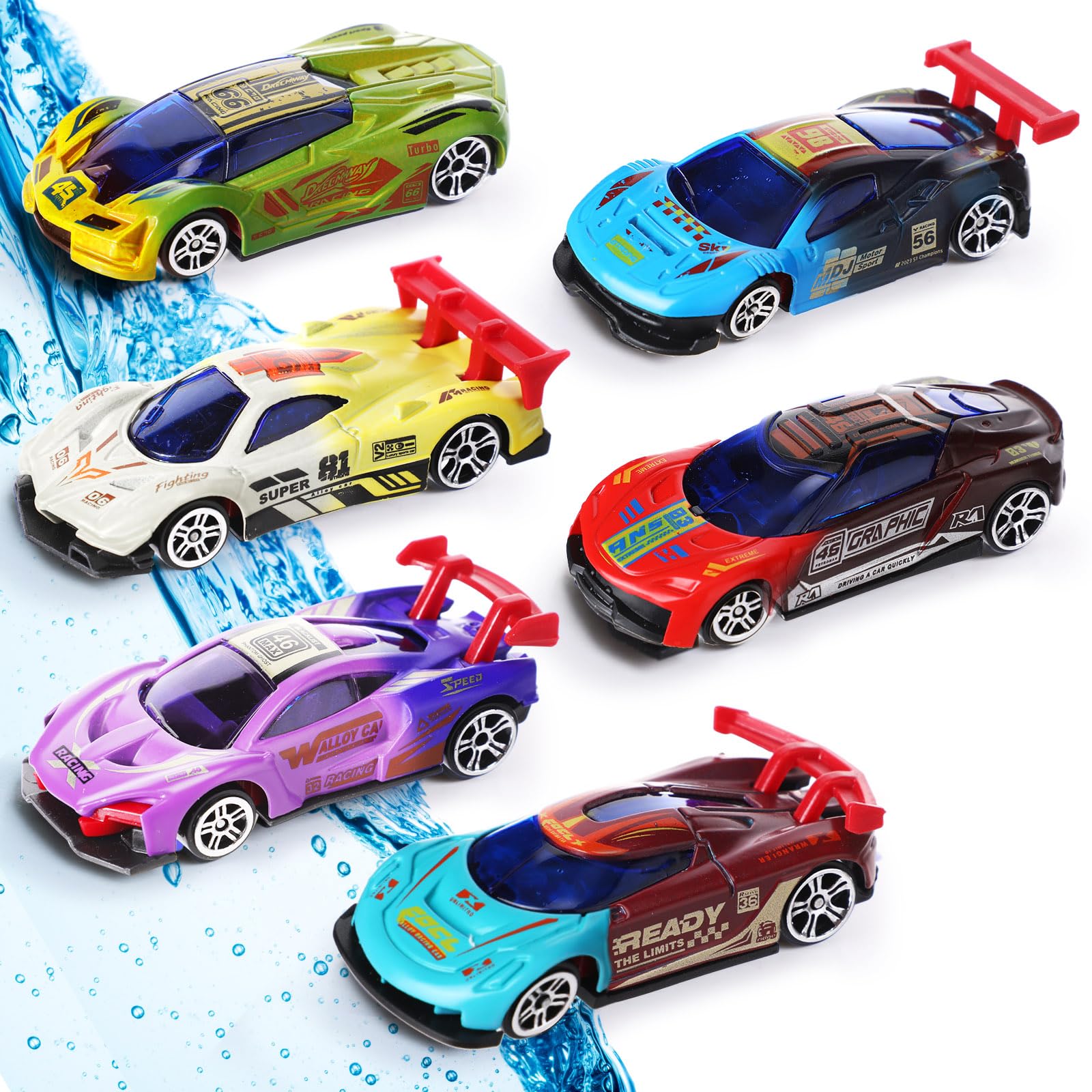 HyDren 12 Pcs Color Change Cars Toy Vehicles in Water Color Changing Bath Toys Car Goodie Bags Fillers Funny Gift for Kids Toddl