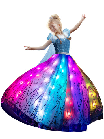 Uporpor Princess Dresses For Girls Halloween Light Up Costume For Little Girls Christmas Toddler Princess Dress Up Clothes For G