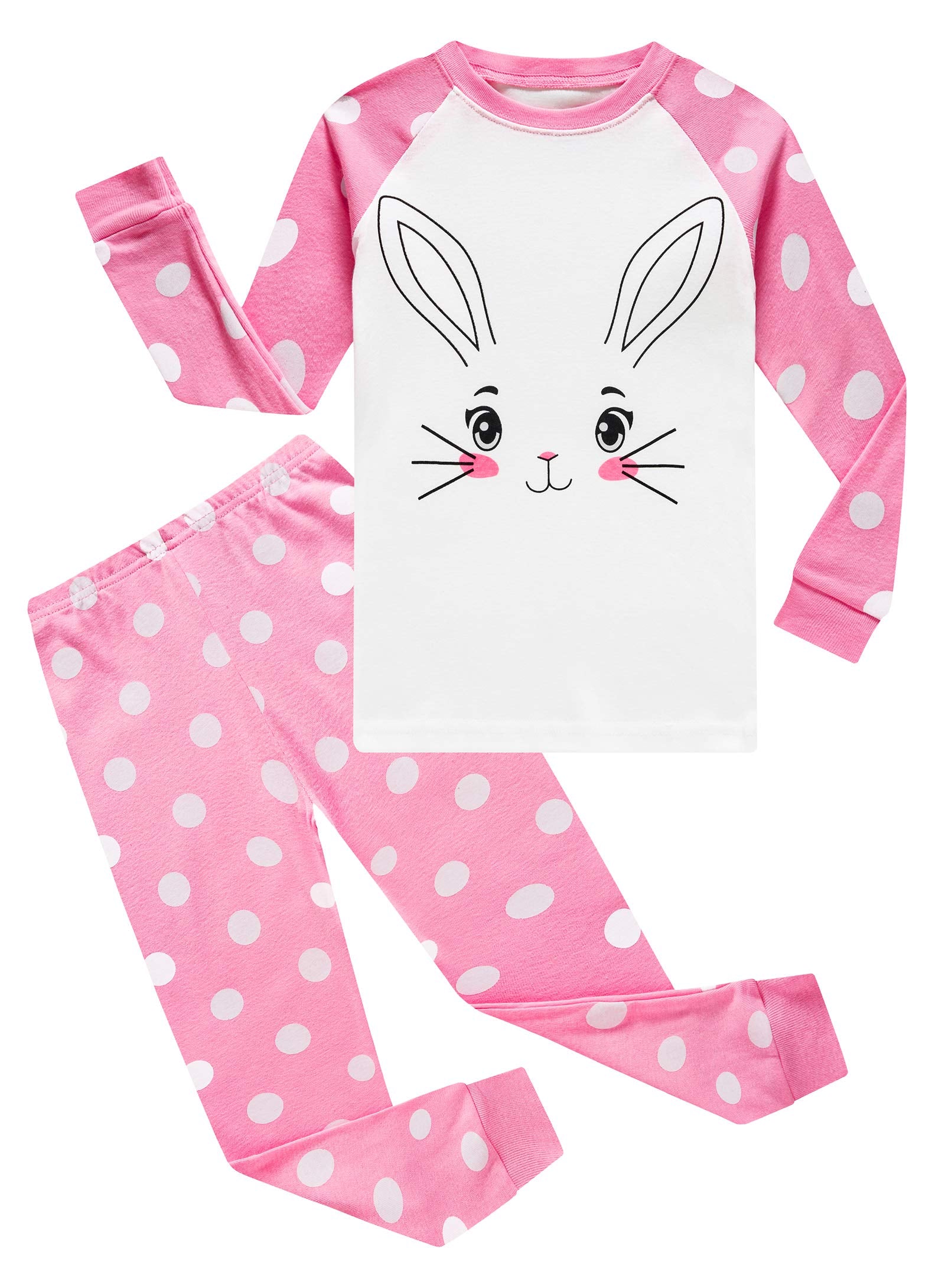 Big Girls Rabbit Easter Pajamas 100% Cotton Pijamas Pink Pjs Sleepwear For Kid 12