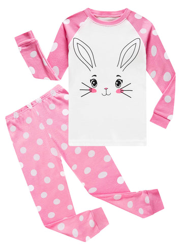 Big Girls Rabbit Easter Pajamas 100% Cotton Pijamas Pink Pjs Sleepwear For Kid 12