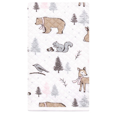 Hudson Baby Unisex Baby Quilted Burp Cloths, Winter Forest, One Size