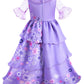 Purple Princess Costume Dress For Girls Birthday Halloween Party Dress Up With Bag Headband Necklace Earrings Ring Accessories 7
