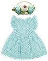 Bgfks Baby Girl Tutu Dress Elegant Lace Pom Pom Flutter Sleeve With Flower Headband Set(Light Blue,3T)
