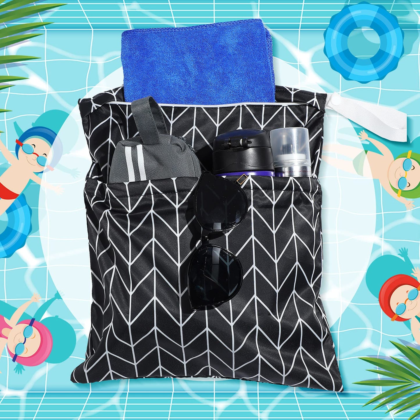 Frienda 4 Pieces Wet Dry Bag for Baby Waterproof Reusable Washable Diaper Bag Sealed with Handle for Travel, Beach, Swimsuit, Di