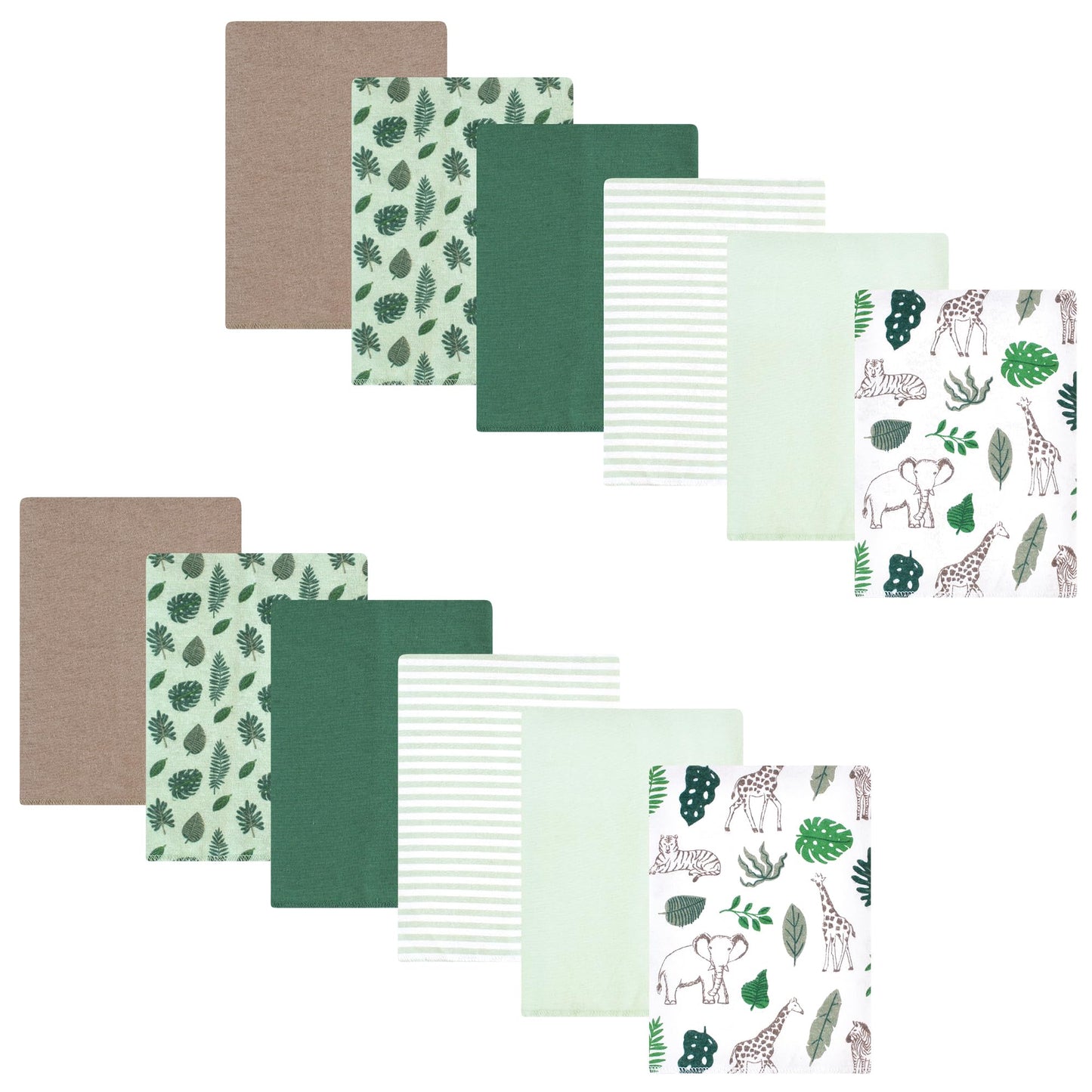 Hudson Baby Unisex Baby Flannel Burp Cloth 12Pk, Jungle, One Size