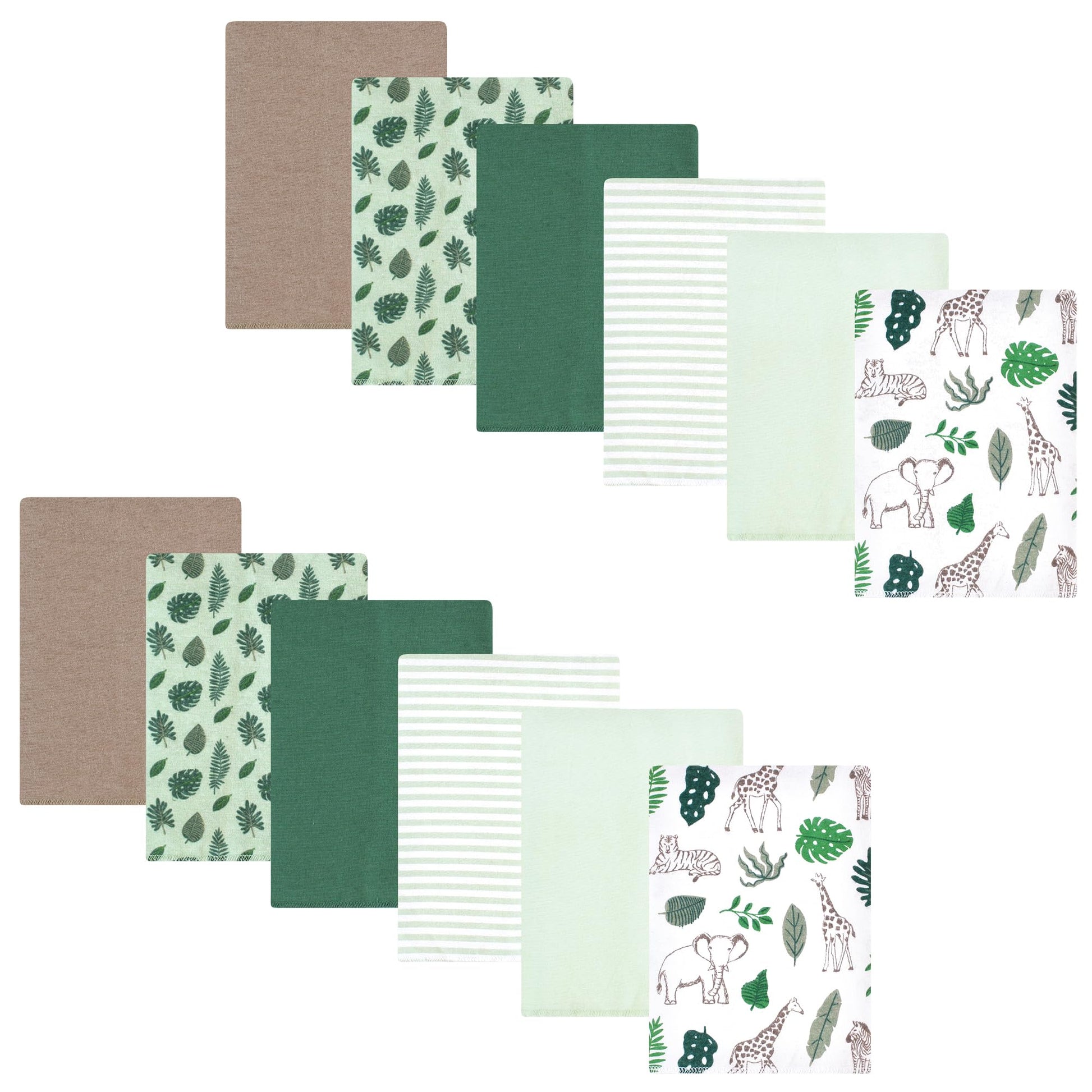 Hudson Baby Unisex Baby Flannel Burp Cloth 12Pk, Jungle, One Size