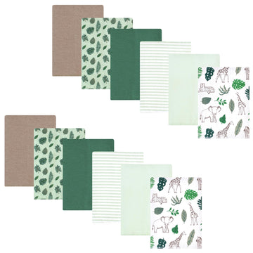 Hudson Baby Unisex Baby Flannel Burp Cloth 12Pk, Jungle, One Size