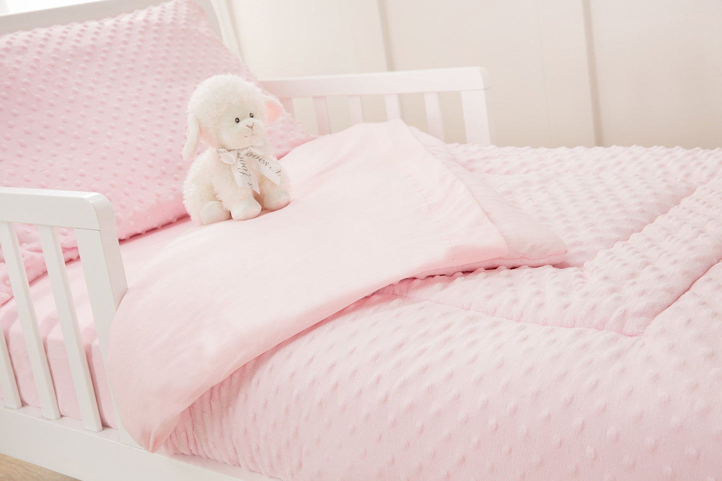 Tl Care Minky Dot Chenille 4 Piece Toddler Bedding Set, Pink, For Boys And Girls