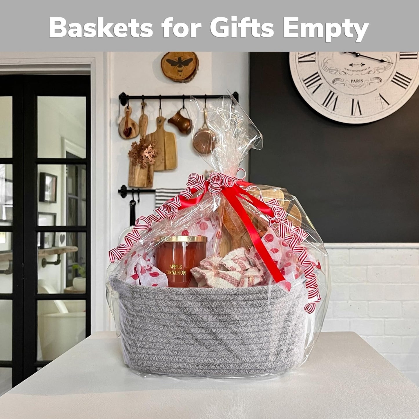 Chicvita Storage Basket For Gifting, Small Woven Basket For Towels, Cute Basket For Baby, Nursery, Dog Basket, Decorative Rope B