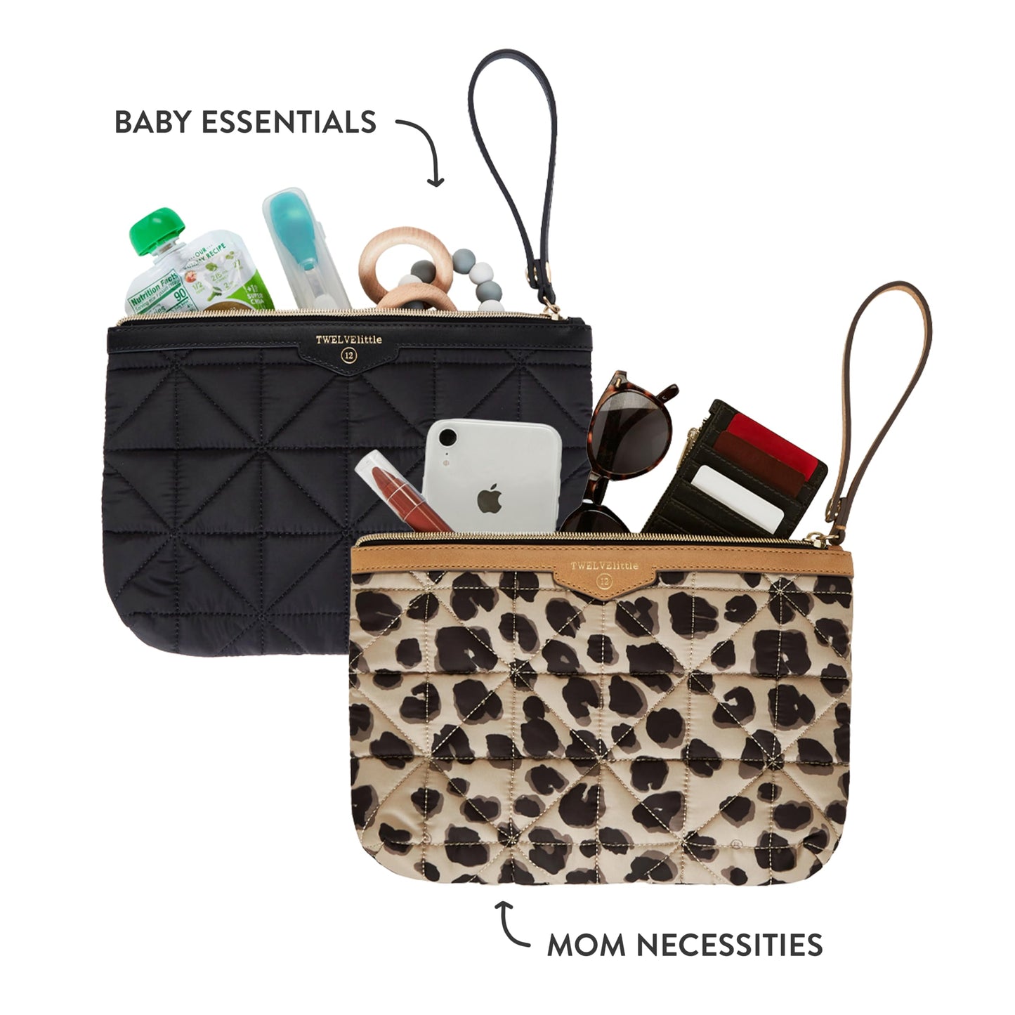 Twelvelittle Companion Diaper Pouch 2.0, Quilted Travel Pouch, Machine Washable Zippered Clutch For Diaper And Baby Essentials L