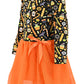 Unique Baby Girls Long Sleeve Tutu Dress Spooky Candy Halloween Outfit (5Y, Orange)