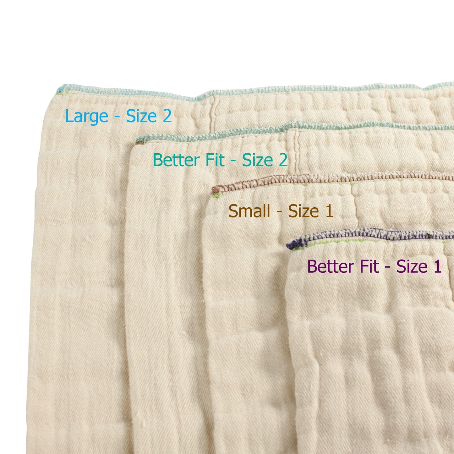 OsoCozy Organic Cotton Prefold Cloth Diapers Better Fit Small 4x8x4 Layering (6pk) - Super-soft, Thick, Absorbent, Durable and E