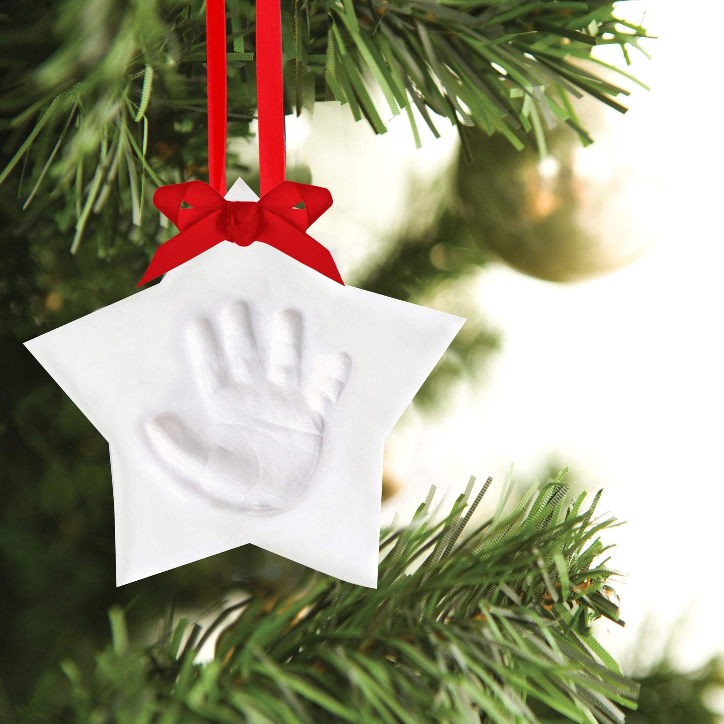 Tiny Ideas Baby'S Hand Or Footprint Keepsake Ornament, No Bake Easy To Make Diy Craft Kit, Star