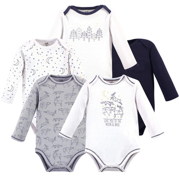 Touched By Nature Baby Organic Cotton Long-Sleeve Bodysuits, Constellation, 3-6 Months