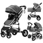 Kinder King 2 in 1 Convertible Baby Stroller, Folding High Landscape Infant Carriage, Newborn Reversible Pram, Diaper Bag, Anti-