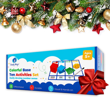 Simply magic 140+1 PCS Colorful Base Ten Blocks & Activities Set - Base Ten Blocks Classroom Set, Base 10 Math Manipulatives, Pl