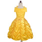 Dressy Daisy Girls' Princess Yellow Gold Ball Gown Birthday Party Fancy Dress Up Halloween Costume Size 6-6X