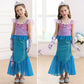 Luzlen Little Girls Mermaid Princess Costume Party Dress For Toddler Kids Baby Halloween Cosplay Dress Up With Accessories, Blue