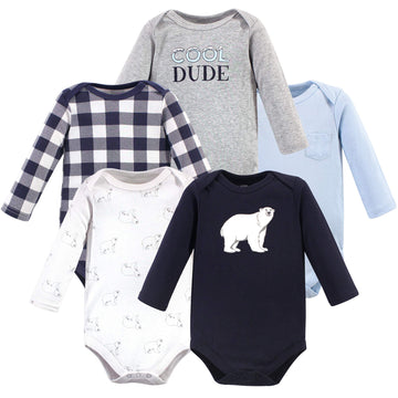 Hudson Baby Unisex Baby Cotton Long-Sleeve Bodysuits, Polar Bear, 18-24 Months Us
