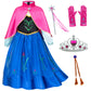 Party Chili Princess Costumes Birthday Party Dress Up For Little Girls/Long Sleeve With Cape,Wig,Crown,Gloves 9-10 Years (150)