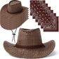 Zhanmai 12 Pieces Halloween Costumes Cowboy Hats and Bandanas Bulk Western Cowboy Cowgirl Hats Costume Party Favors(Dark Brown)