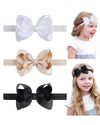 Jollybows 3 Pcs Hairband 4' Baby Girls Headbands Boutique Grosgrain Ribbon Hair Bows For Infants, Toddlers, Kids - Black White K