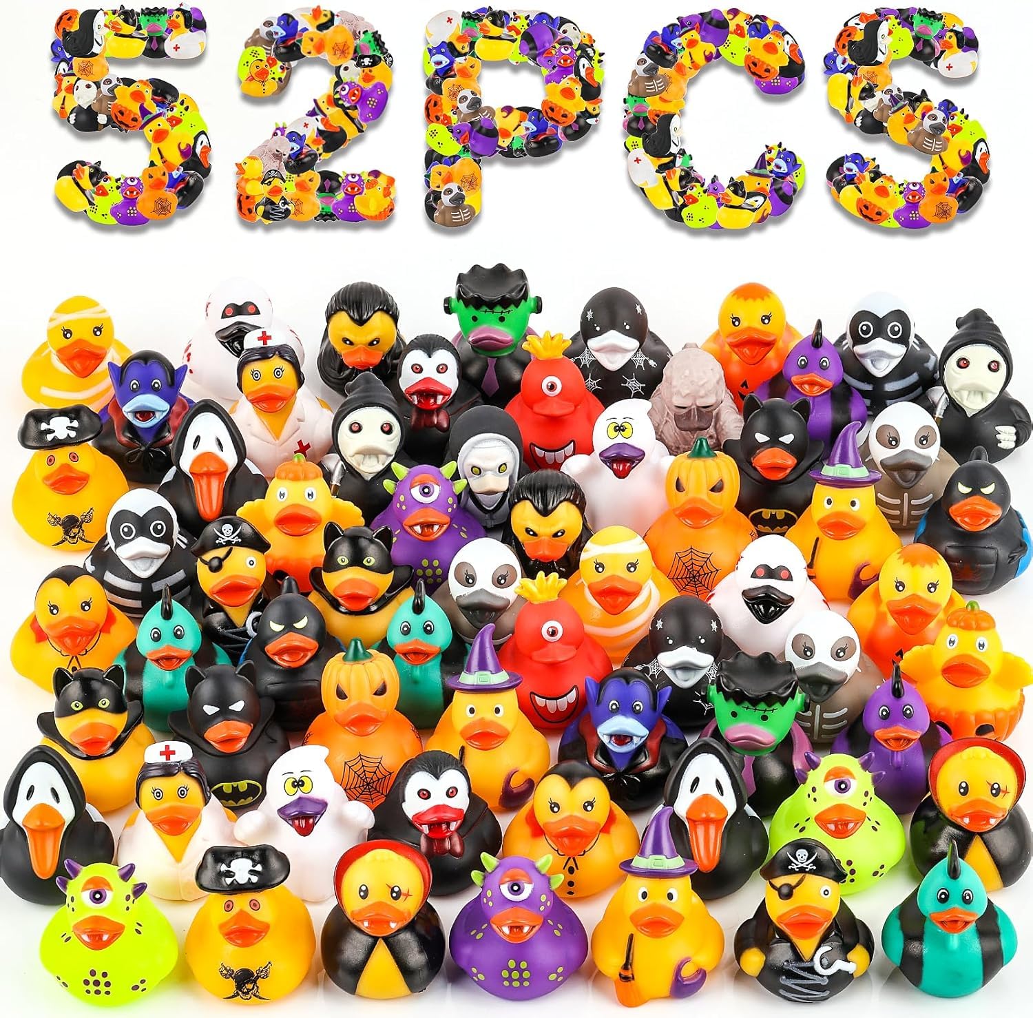 WPQO 26PCS Halloween Rubber Ducks in Bulk,Halloween Style Design cruise duckies for Jeeps Ducking Trick or Treat Supplies Goodie