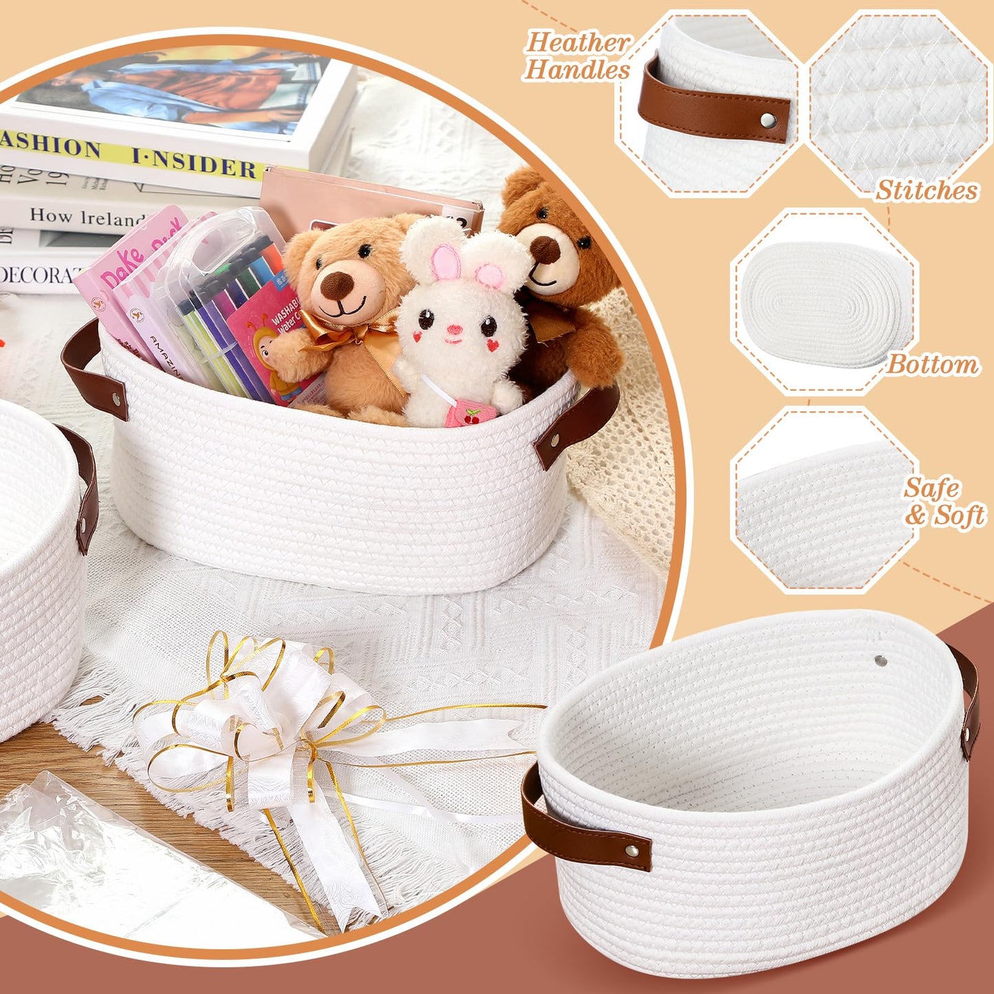 Colingmill 2 Pack Easter Gift Basket With Handles With Gift Bags Ribbons Woven Baskets Storage Empty Chest Box For Presents Pack