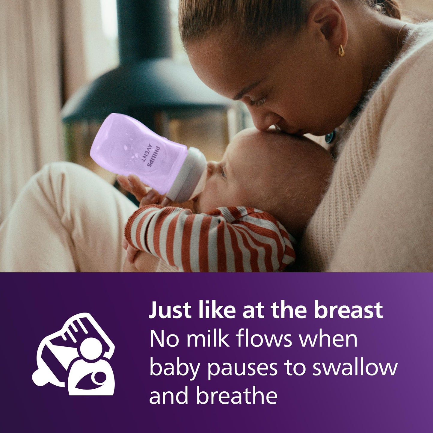 Philips Avent Natural Baby Bottles With Natural Response Nipples (Medium Flow, Flow 3), 9Oz, Purple, 4-Pack, Scy903/34