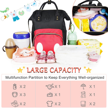 Exttlliy Baby Diaper Bag Backpack, Large Capacity Waterproof Multi-Function Fashion Polka Dots Travel Bag Pack, Nursing Bag(B)