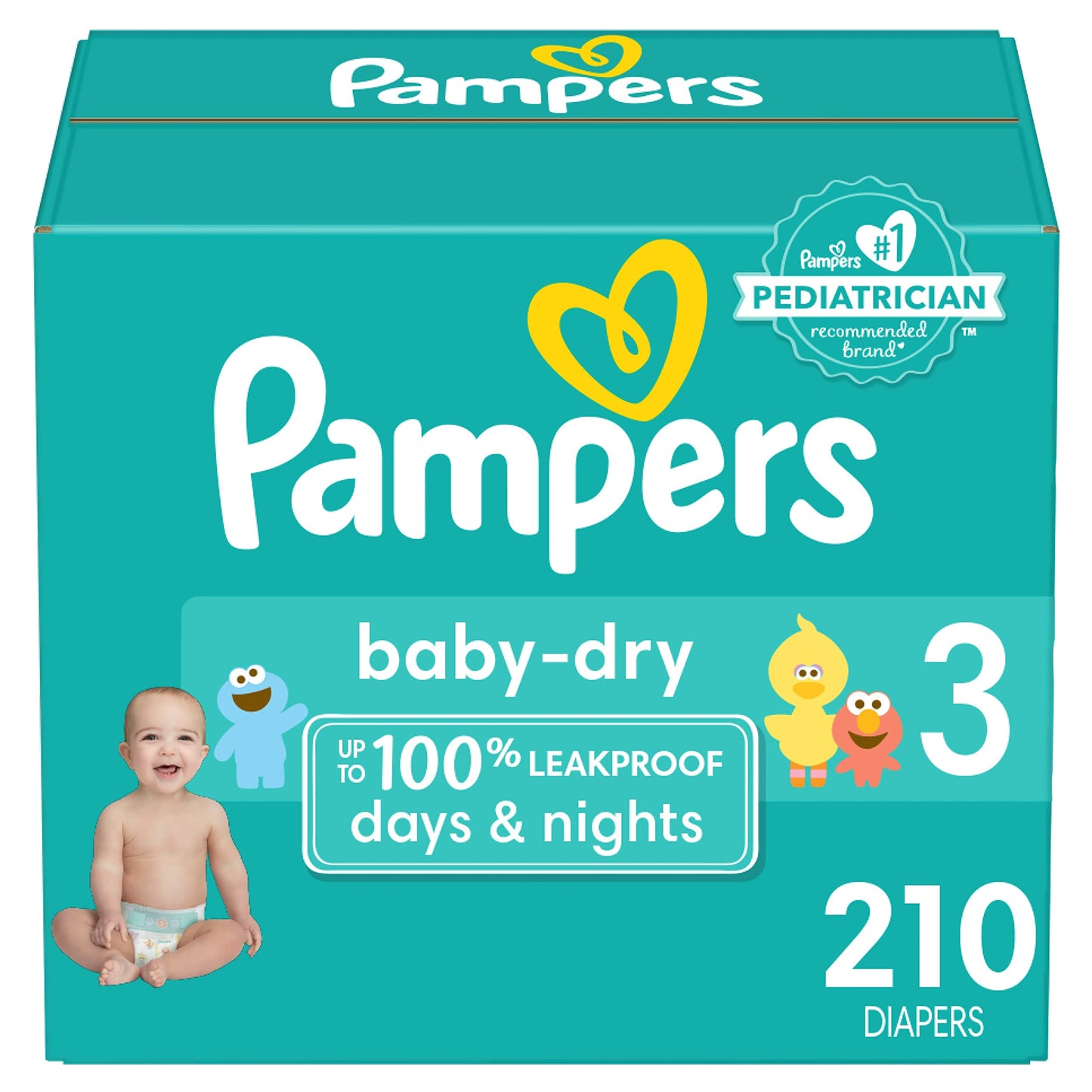 Pampers Diapers - Baby Dry - Size 3, 210 Count, Absorbent Disposable Infant Diaper (Packaging May Vary)