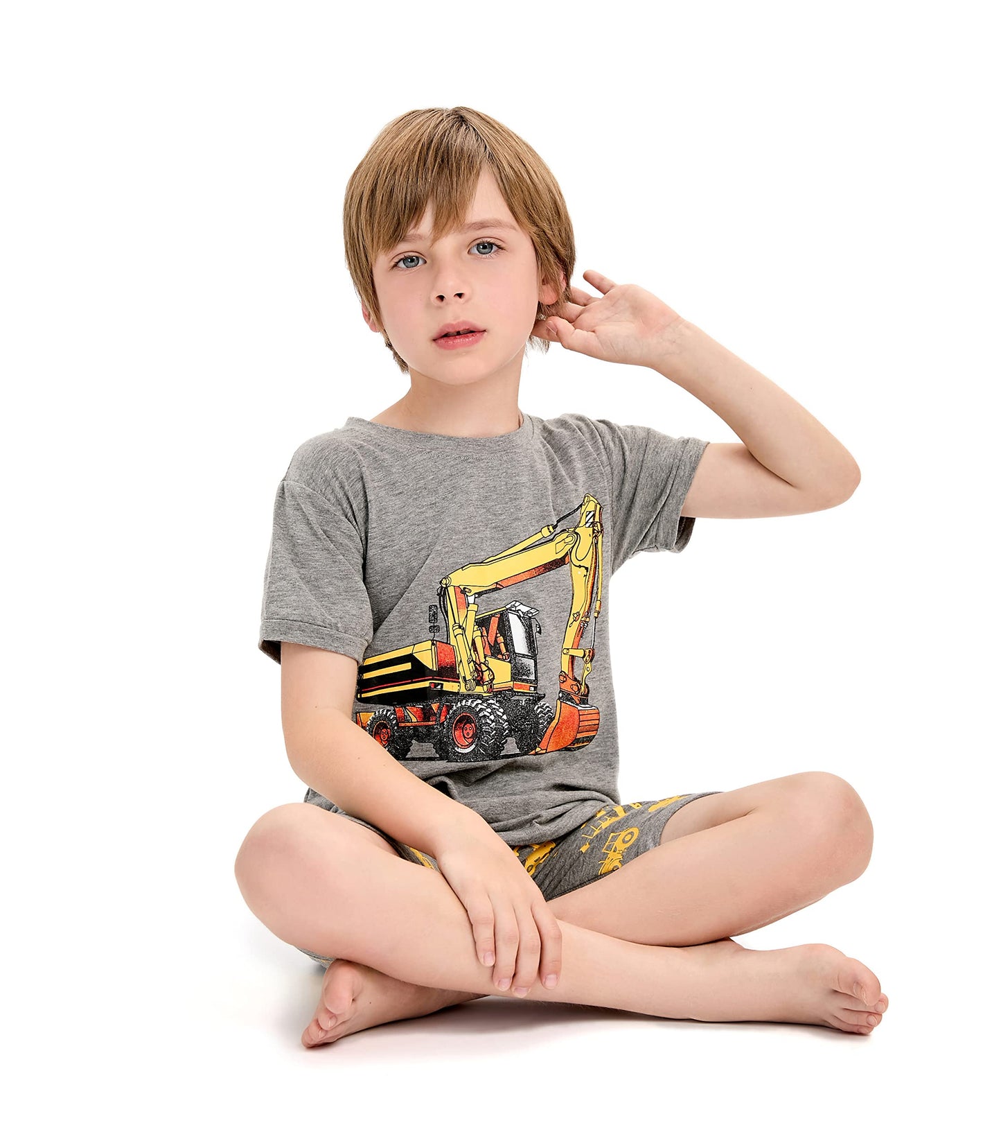 Little Hand Boys Excavator Pajamas Kids Cotton Pjs Children Sleepwear Sets Toddler Clothes Size 2 3