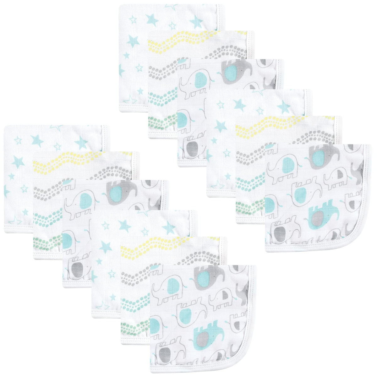 Luvable Friends Unisex Baby Muslin Washcloths, Basic Elephant, One Size