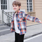 Sangtree Boys Long Sleeves Flannel Plaid Button Down Shirt Tops Orange Blue, 18-24 Months = Tag 90