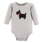 Hudson Baby Unisex Baby Cotton Long-Sleeve Bodysuits, Scottie Dog, 9-12 Months