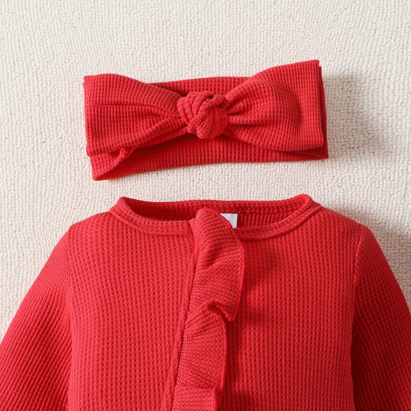 Yingisfitm Newborn Baby Girl Boy Footie Onesie Zipper Ruffle Butt Romper Jumpsuit My First Valentines Day Outfit (Red, 6-12 Mont