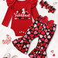 Adifun Baby Girl Valentines Day Outfit 0-3 Months My First Valentines Day Valentines Baby Girl Outfit Romper + Bell Pants 3Pcs S