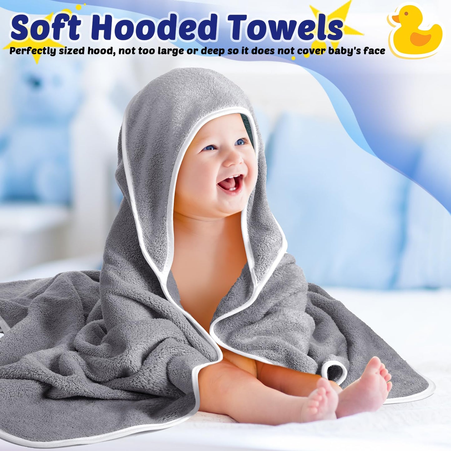 Reginary 4 Pack Baby Hooded Towels Coral Fleece Baby Bath Towels 30 X 30 Inch Soft Absorbent Hooded Bath Blanket For Newborn Tod
