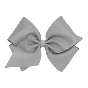 Wee Ones Girls' Classic Grosgrain Hair Bows On A Weestay No-Slip Hair Clip, Handmade, Mini King Sized Bow, Gray