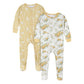 Gerber Baby Girl'S Toddler 2-Pack Footed Pajamas, Rose Garden Yellow, 2T
