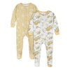 Gerber Baby Girl'S Toddler 2-Pack Footed Pajamas, Rose Garden Yellow, 2T
