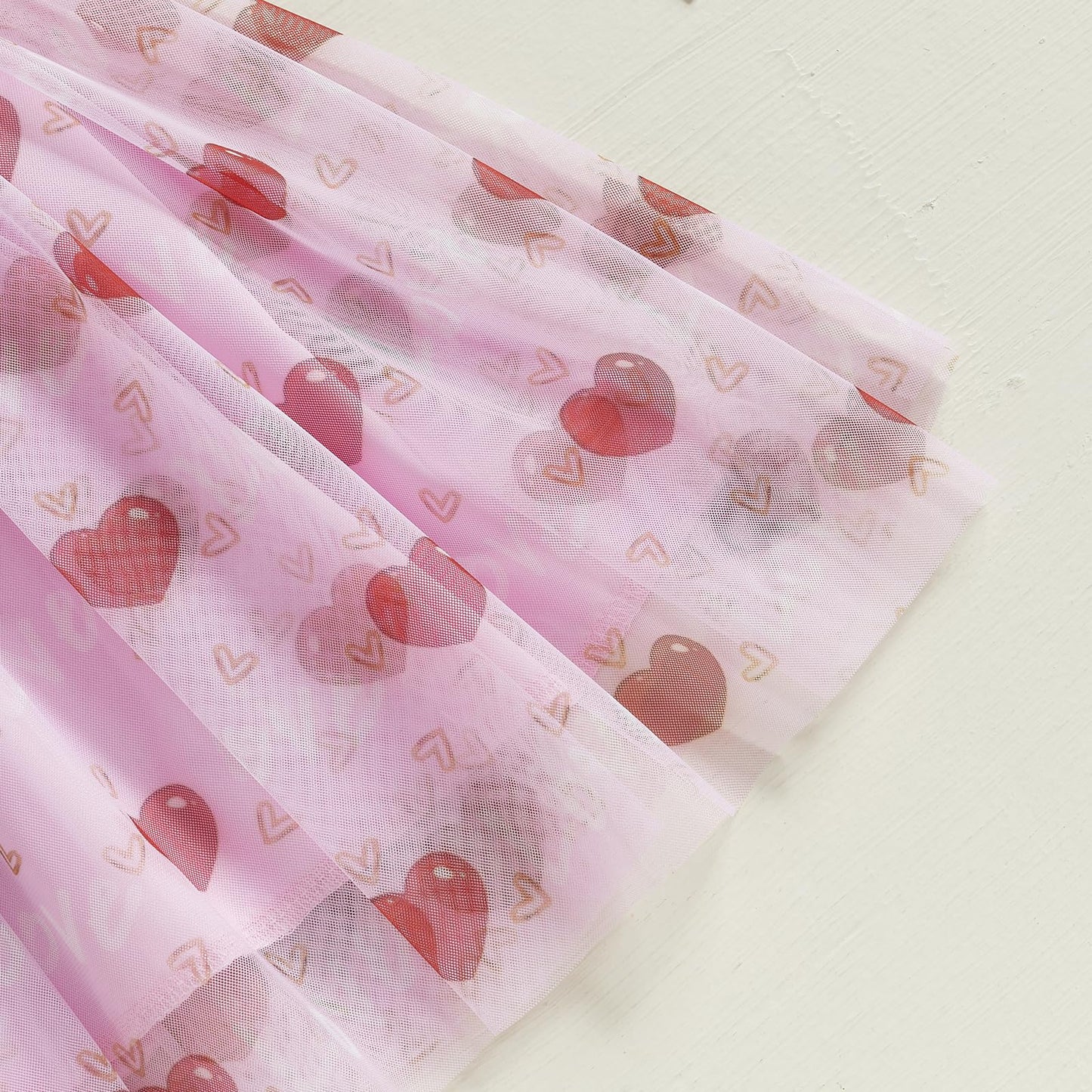 Toddler Valentines Day Tutu Dress Baby Girl Heart Layered Tulle Dress Little Girl Princess Dresses Valentines Outfit (Heart Pink