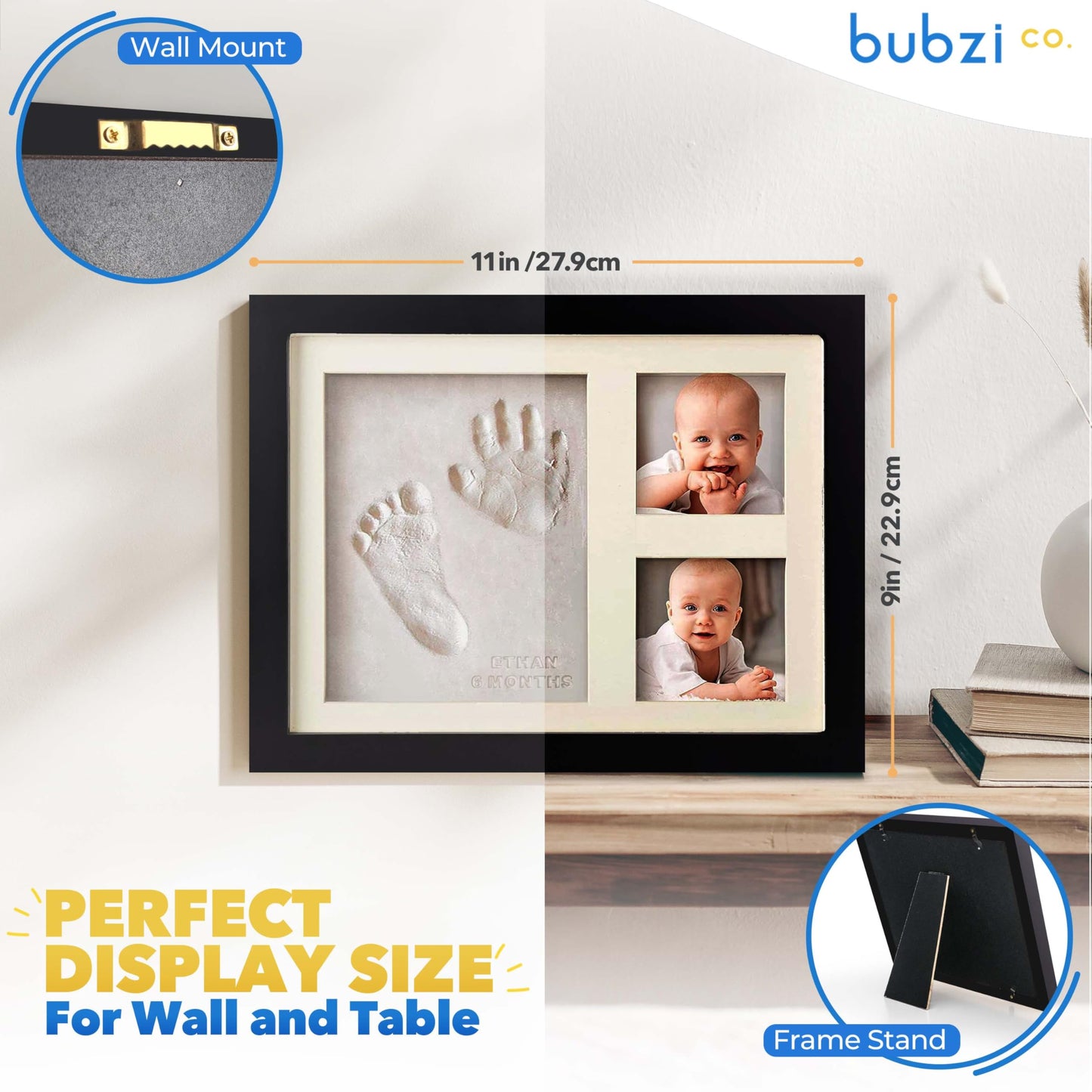 Baby Footprint Kit, Baby Foot And Hand Print Kit, Keepsake Frame, Nursery Pictures Frames, Hand Print Mold Kit, New Mom Gifts, B