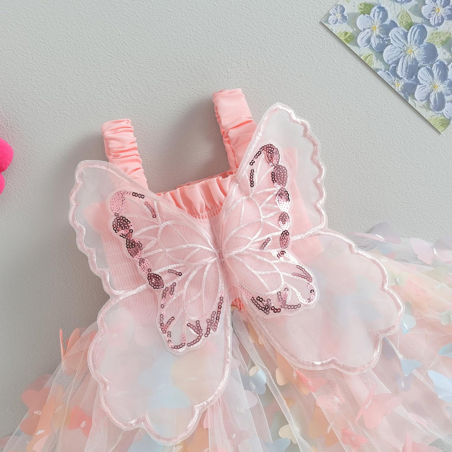 Toddler Baby Girl Tutu Dress, Butterfly Fairy Dress Layered Princess Dresses For Birthday Photo Shoot Outfit (Colorful Butterfly