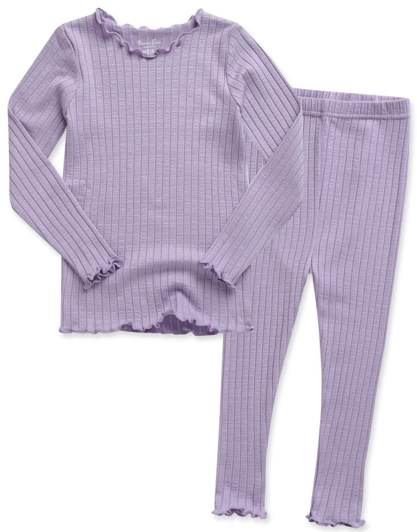 Vaenait Baby Kids Girls Long Sleeve Modal Sleepwear Pajamas 2pcs Set Shirring Purple XS