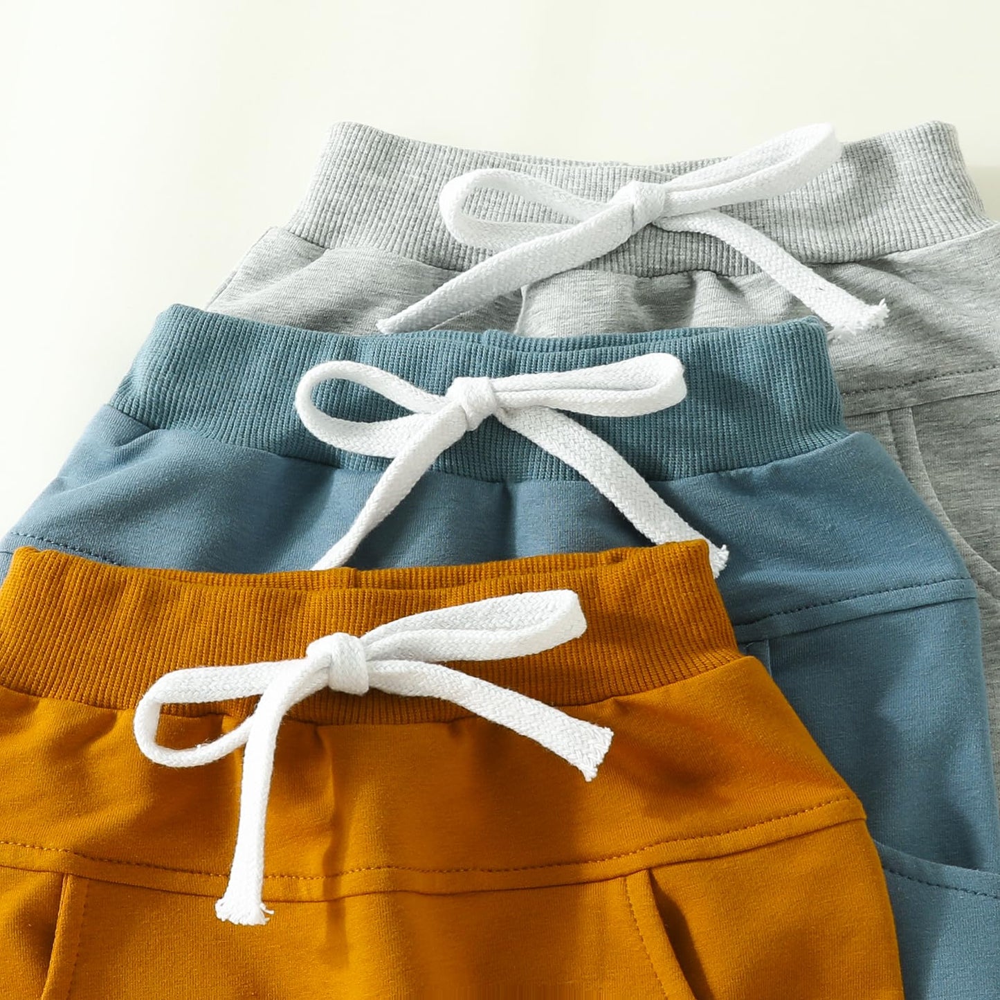 Yoawdats Baby Boys' Classic Fit 3-Pack Jogger Pants - Knit Elastic Waist Toddler Multipacks Long Pants