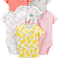 Simple Joys By Carter'S Baby Girls' Short-Sleeve Bodysuit, Pack Of 6, Multicolor/Birds/Fruit/Lemon/Turtle, 0-3 Months