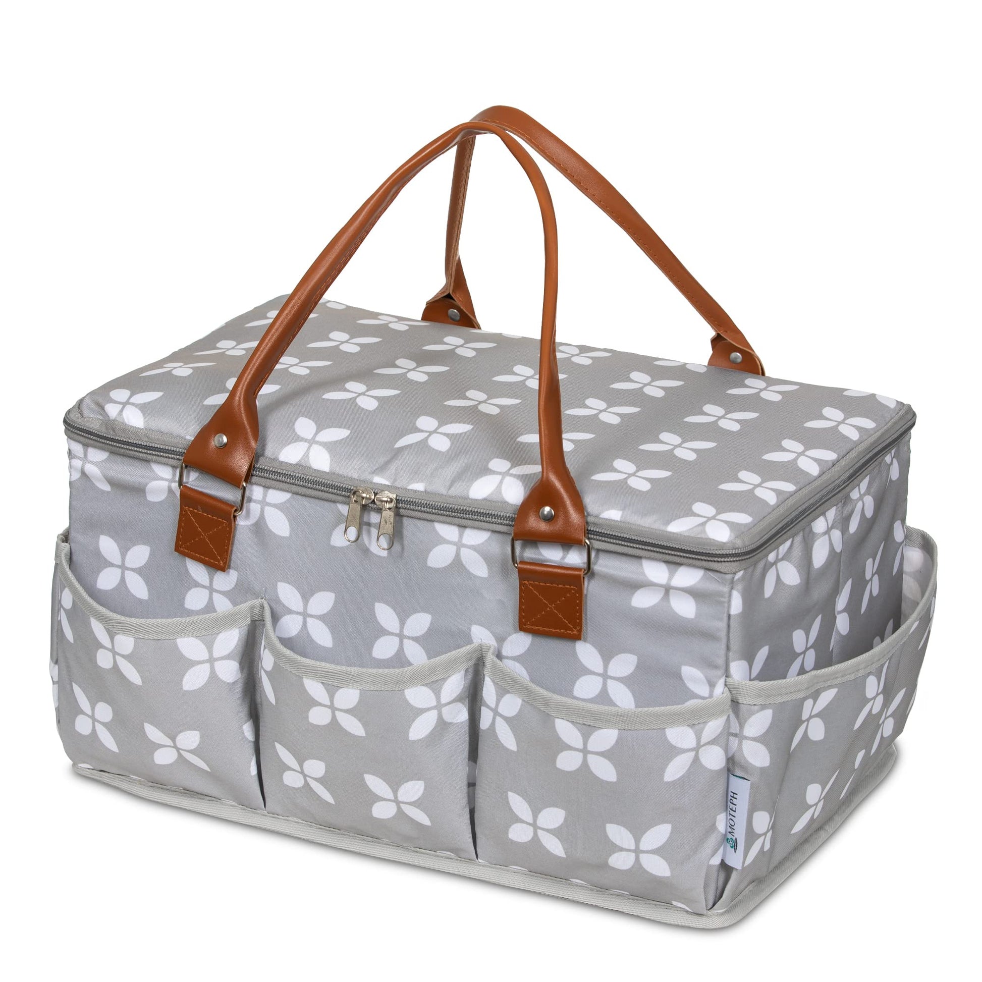 Moteph Extra Large Diaper Caddy, Craft, Toy Organizer With Zip-Top Cover With Waterproof Wet/Dry Bag - Perfect For Baby Shower