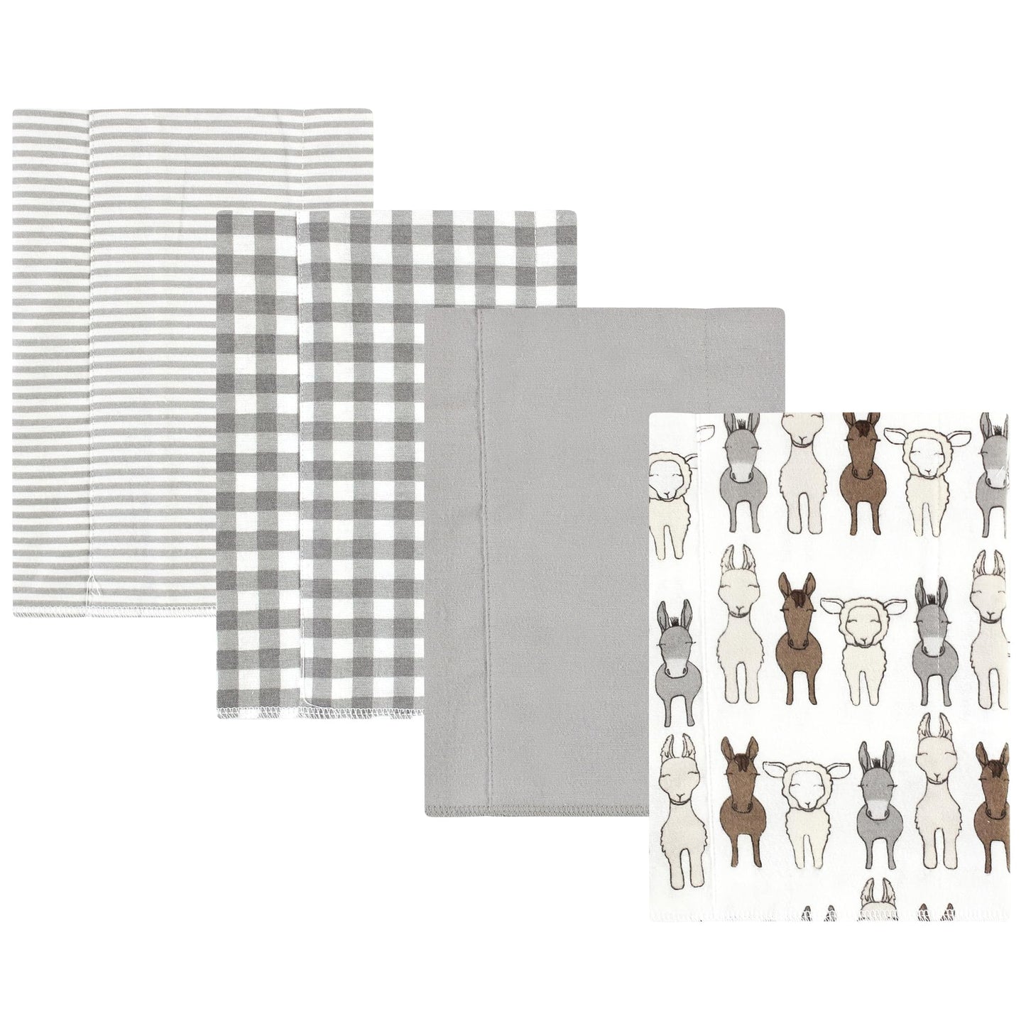 Hudson Baby Unisex Baby Cotton Flannel Burp Cloths, Farm Friends Cream 4-Pack, One Size